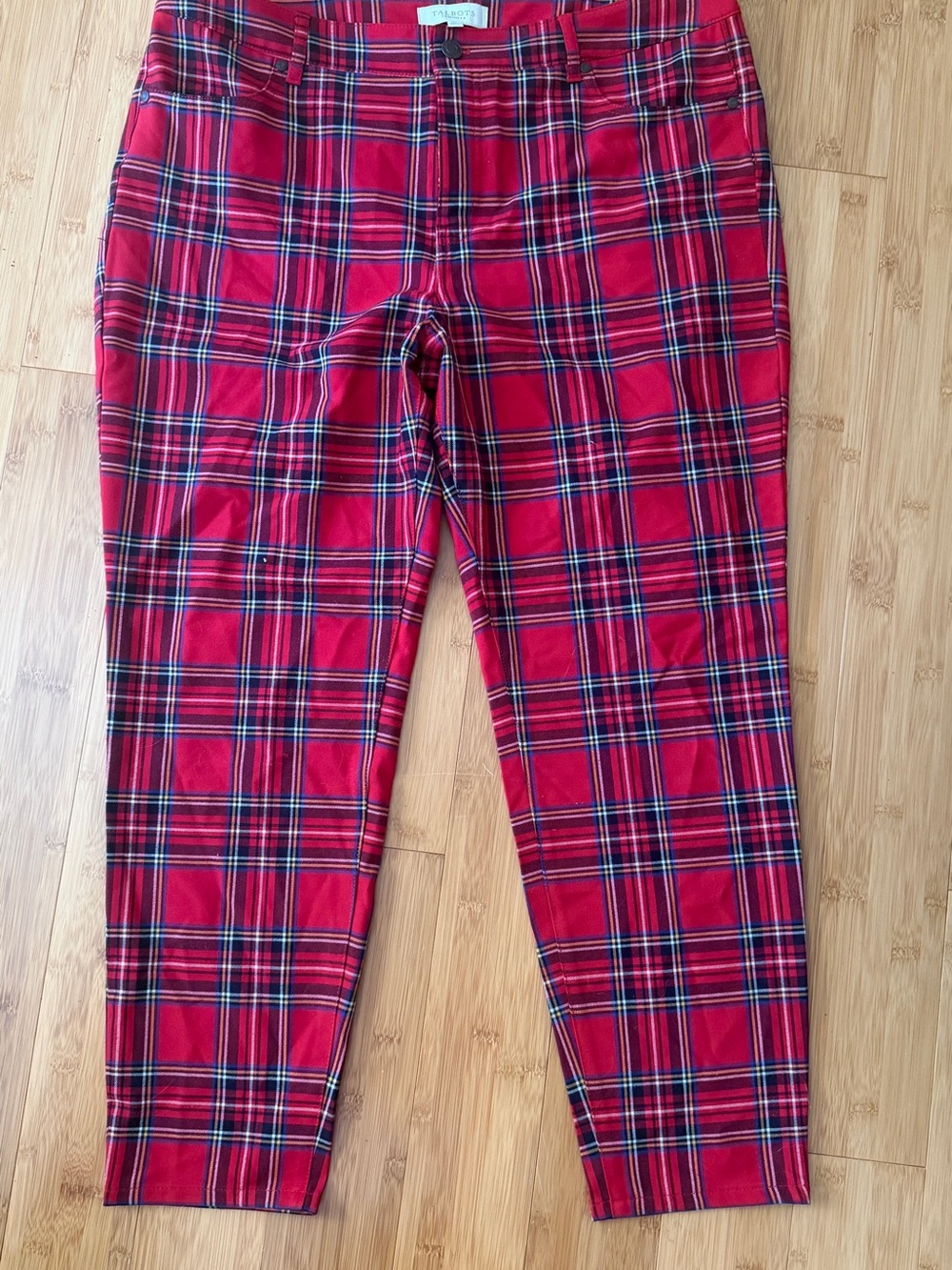 Talbots Red Plaid Straight-Leg Pants
